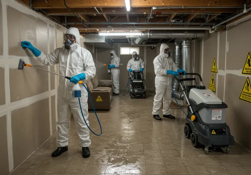 Basement Moisture Removal and Structural Drying process in Farmersburg, IN